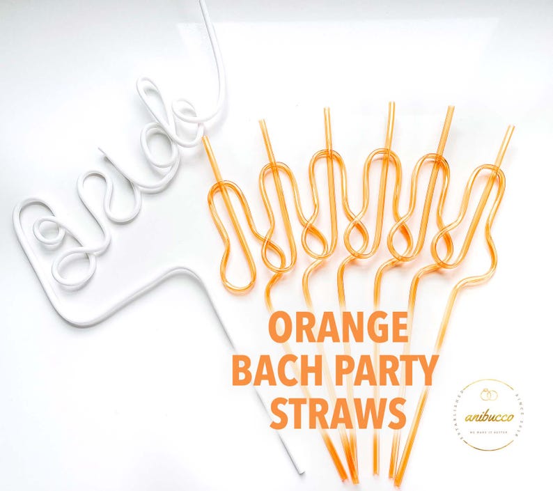 Pastel Pink Swirly Coquette Bachelorette Party Favors, Disco Bride Straw, In My Bride Era Bachelorette Party, Bikini Bachelorette Straws Set Orange