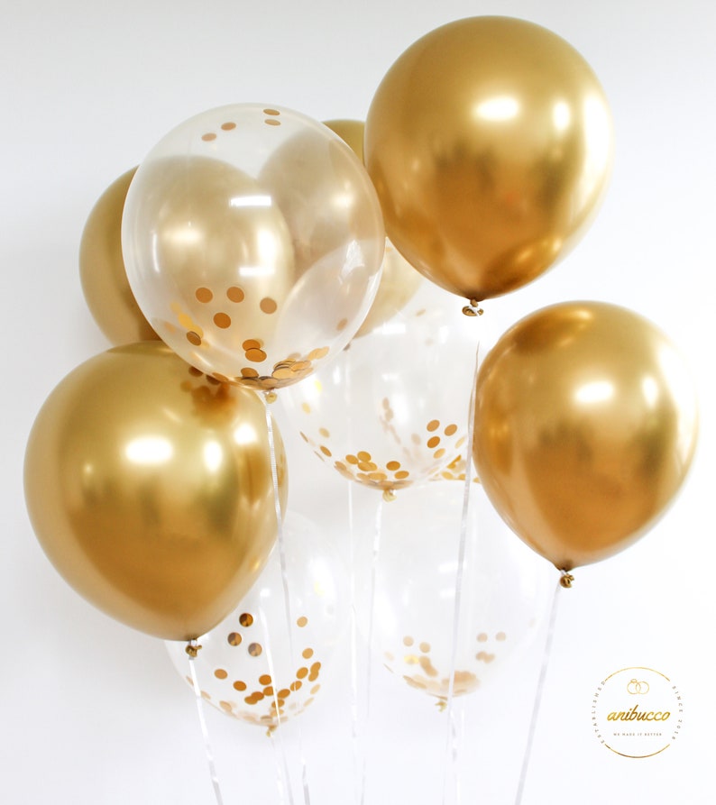 Gold Metallic Chrome Confetti Balloons 10 PCS Bridal Etsy
