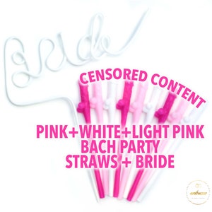 Bachelorette Party Straws: Pink, White, and Bride Straw Set