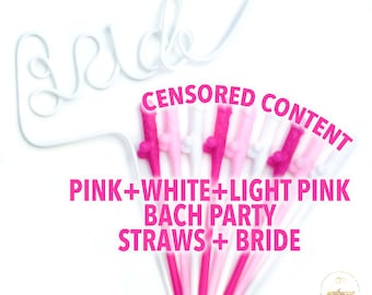 Bachelorette Party Straws: Pink, White, and Bride Straw Set