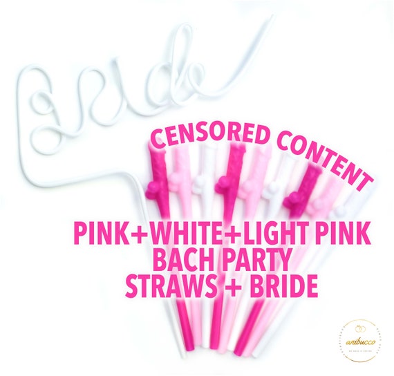 Bachelorette Party - Penis Straws Pink & Black - Discount Supplies