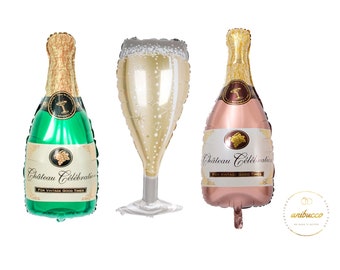 XL Giant Champagne Bottle Flute Foil Balloon Engagement Party Bridal Shower Bachelorette Party Decorations Birthday Party Decor Wedding