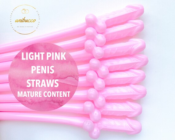 Light Pink Penis Straws Party Supplies Bachelorette Party Etsy