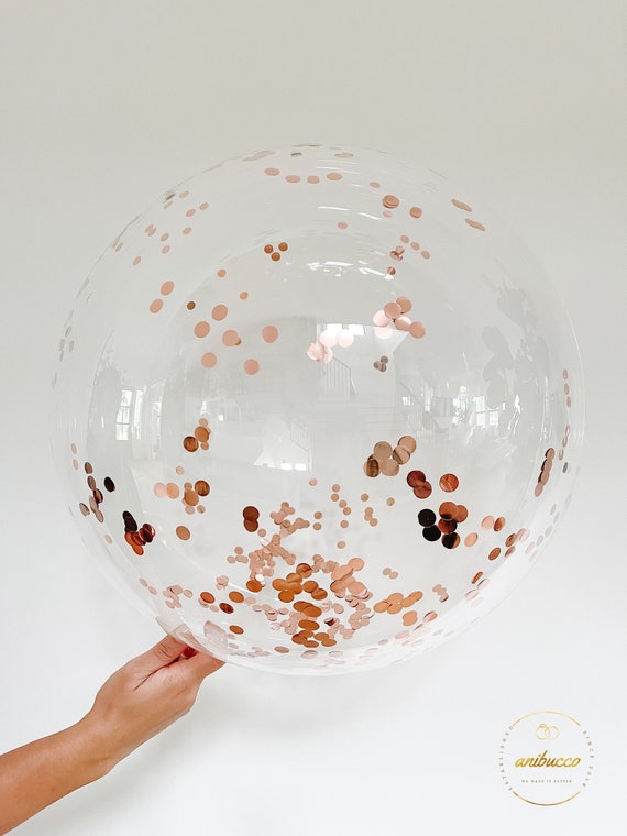 Rose Gold Latex Balloons - 12 Latex Balloons Mix Clear Confetti Balloons  Party Decorations(24 Pack)