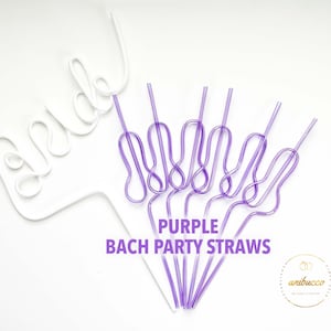Pastel Pink Swirly Coquette Bachelorette Party Favors, Disco Bride Straw, In My Bride Era Bachelorette Party, Bikini Bachelorette Straws Set Purple