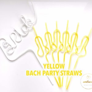 Pastel Pink Swirly Coquette Bachelorette Party Favors, Disco Bride Straw, In My Bride Era Bachelorette Party, Bikini Bachelorette Straws Set Yellow