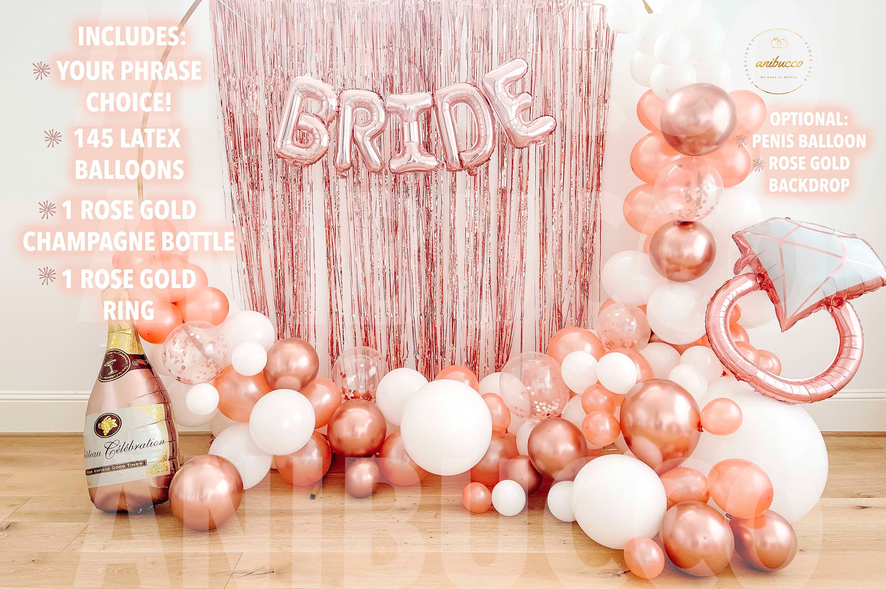 BACH SHIT CRAZY Foil Balloons Banner - 16inch Rose Gold Letter Mylar Balloons For Bachelorette Party Decor