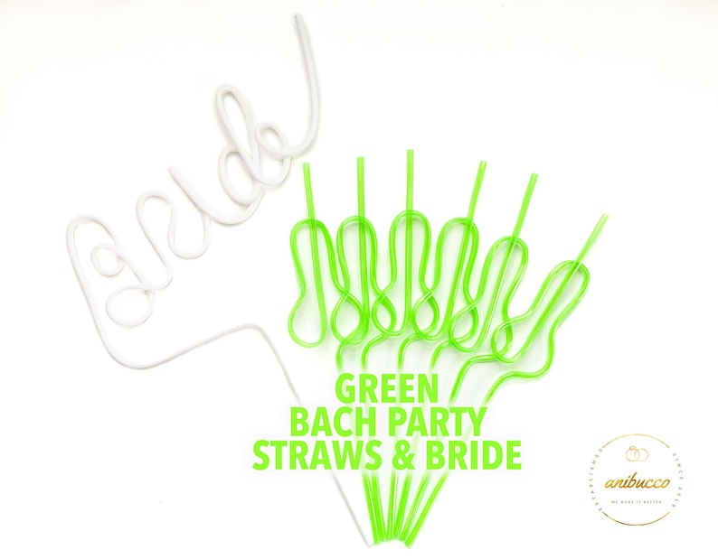 Pastel Pink Swirly Coquette Bachelorette Party Favors, Disco Bride Straw, In My Bride Era Bachelorette Party, Bikini Bachelorette Straws Set Green