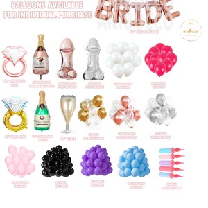 Rose Gold BRIDE Balloons,Bachelorette Party, Bride to Be, Pearls and Prosecco, Glitz & Glam, Bridal Shower Decor, Wedding Party Balloons zdjęcie 7