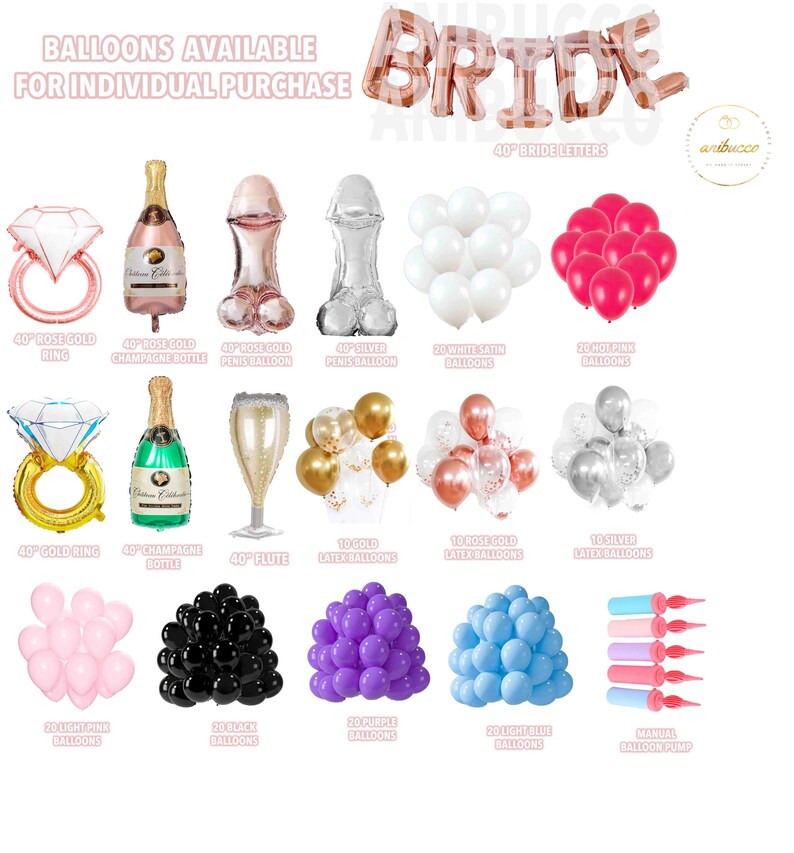 Rose Gold BRIDE Balloons,Bachelorette Party, Bride to Be, Pearls and Prosecco, Glitz & Glam, Bridal Shower Decor, Wedding Party Balloons zdjęcie 7