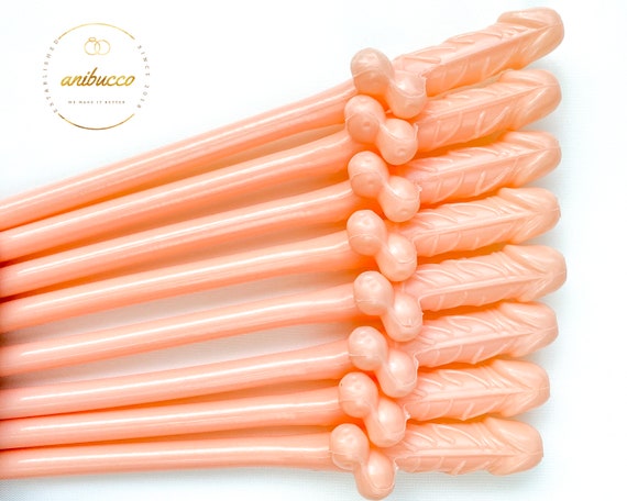 Pipedream Bachelorette Party Favors – Dicky Pecker Sipping Straws Brown 10-Pack – Fun Gag Gift For Bridal Shower