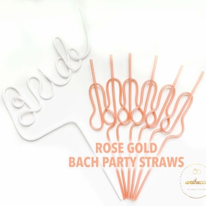 Pastel Pink Swirly Coquette Bachelorette Party Favors, Disco Bride Straw, In My Bride Era Bachelorette Party, Bikini Bachelorette Straws Set Rose Gold