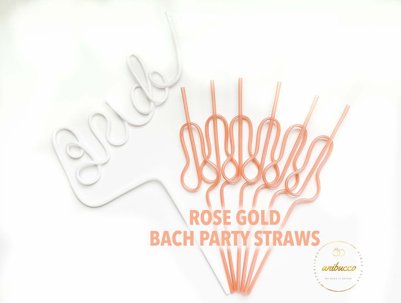 Pastel Pink Swirly Coquette Bachelorette Party Favors, Disco Bride Straw, In My Bride Era Bachelorette Party, Bikini Bachelorette Straws Set Rose Gold