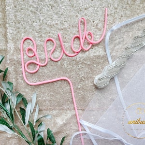 White Bride Straw Bachelorette Party Supplies Bachelorette Party Decoration Bride to Be Bridal Gift Wedding Shower Hen Party Gift for Bride LightPink BrideStraw