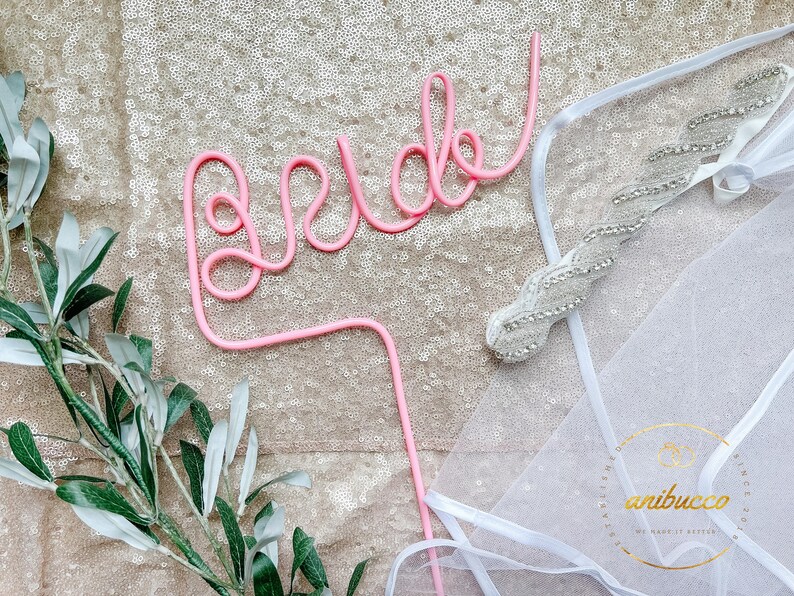 White Bride Straw Bachelorette Party Supplies Bachelorette Party Decoration Bride to Be Bridal Gift Wedding Shower Hen Party Gift for Bride LightPink BrideStraw