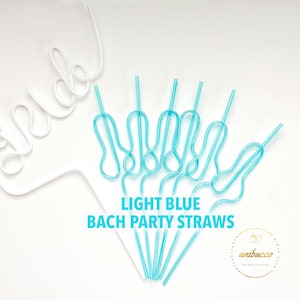 Pastel Pink Swirly Coquette Bachelorette Party Favors, Disco Bride Straw, In My Bride Era Bachelorette Party, Bikini Bachelorette Straws Set Light Blue