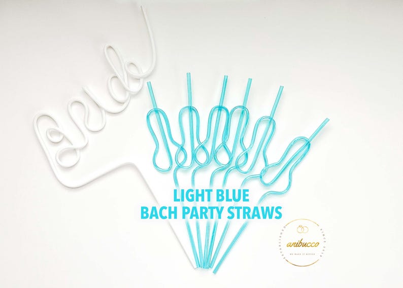 Pastel Pink Swirly Coquette Bachelorette Party Favors, Disco Bride Straw, In My Bride Era Bachelorette Party, Bikini Bachelorette Straws Set Light Blue