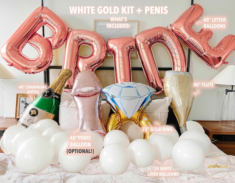Rose Gold BRIDE Balloons,Bachelorette Party, Bride to Be, Pearls and Prosecco, Glitz & Glam, Bridal Shower Decor, Wedding Party Balloons zdjęcie 6