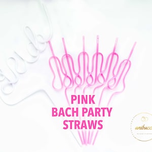 Pastel Pink Swirly Coquette Bachelorette Party Favors, Disco Bride Straw, In My Bride Era Bachelorette Party, Bikini Bachelorette Straws Set Pink