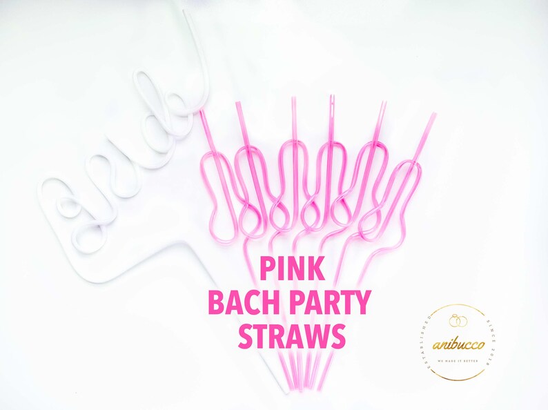 Pastel Pink Swirly Coquette Bachelorette Party Favors, Disco Bride Straw, In My Bride Era Bachelorette Party, Bikini Bachelorette Straws Set Pink