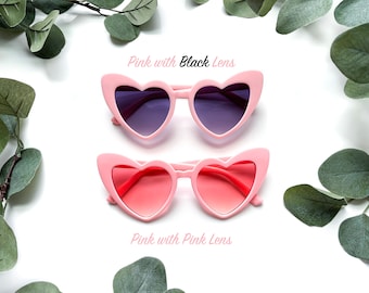 Lunettes de soleil roses pour bébé, lunettes de soleil en forme de coeur, mariée, bébé, lunettes de soleil, lunettes de soleil, EVJF, mariée, plage, mariée, lune de miel, bach bash