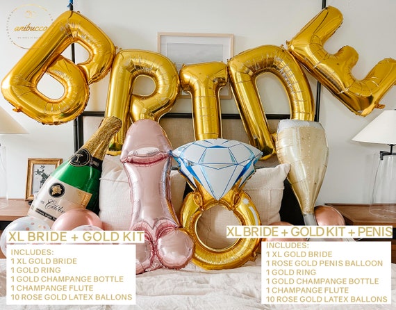 40 Inches Xl Jumbo Bride Gold Decor Mylar Foil Balloons Giant Etsy