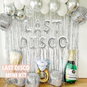 Last Disco Bachelorette Garland,Disco Bride Bachelorette Decorations,Dancing Queen,Groovy Bachelorette Party,Silver & White Balloon Arch Kit