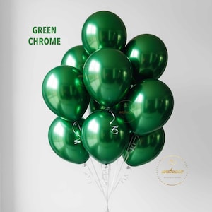 Gold Chrome Balloons, Confetti & Metallic Balloons for Bachelorette, Wedding, Baby Shower, Birthday, Arch Garland Decor, Party Supplies Green Chrome