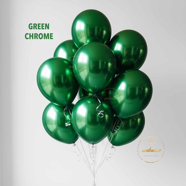 Gold Chrome Balloons, Confetti & Metallic Balloons for Bachelorette, Wedding, Baby Shower, Birthday, Arch Garland Decor, Party Supplies Green Chrome
