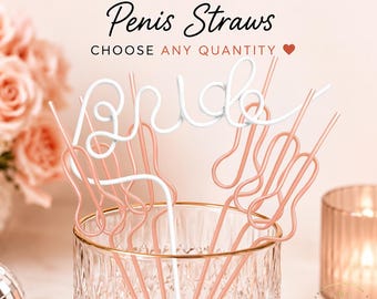 Rose Gold Swirly Bachelorette Party Straws, Bridal Shower Favors, Bride Tribe Disco Glam Decorations