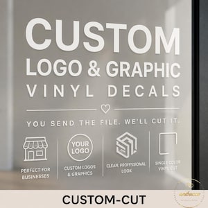 Custom Business Logo Decal | Send Your Own Design | Personalized Vinyl Sticker for Mirror, Window, Wall, or Sign | Pre Made Logo image 1