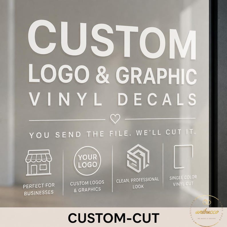 Custom Business Logo Decal | Send Your Own Design | Personalized Vinyl Sticker for Mirror, Window, Wall, or Sign | Pre Made Logo image 1