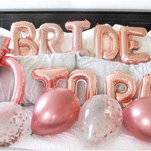 16 Inch Rose Gold BRIDE TO BE Foil Balloons Letter Set Bachelorette Party Supplies Decorations Bridal Shower Balloon Garland Bridal Decor