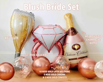 Bachelorette Balloons, Birthday Decorations,Bach Party Favors,Team Bride,Bachelorette Party Decorations, Celebration Ring,Champagne & Flute