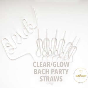 Pastel Pink Swirly Coquette Bachelorette Party Favors, Disco Bride Straw, In My Bride Era Bachelorette Party, Bikini Bachelorette Straws Set Clear/GlowInDark