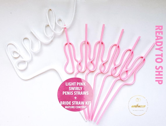 Pastel Pink Swirly Bach Straws and Bride Straw Set Bachelorette