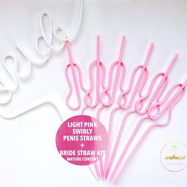 Pastel Pink Swirly Bach Straws and Bride Straw Set Bachelorette Party Favors Bachelorette Party Supplies Decorations Bridesmaid Gift Bag