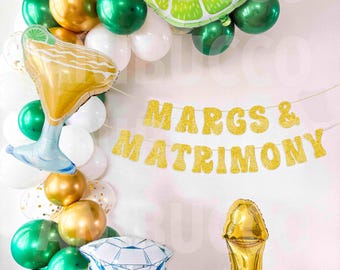 Margs and Matrimony Bachelorette Balloon Garland, Final Fiesta Bride, Mexico Bachelorette Party, Last Margarita, Tequila Theme Decorations