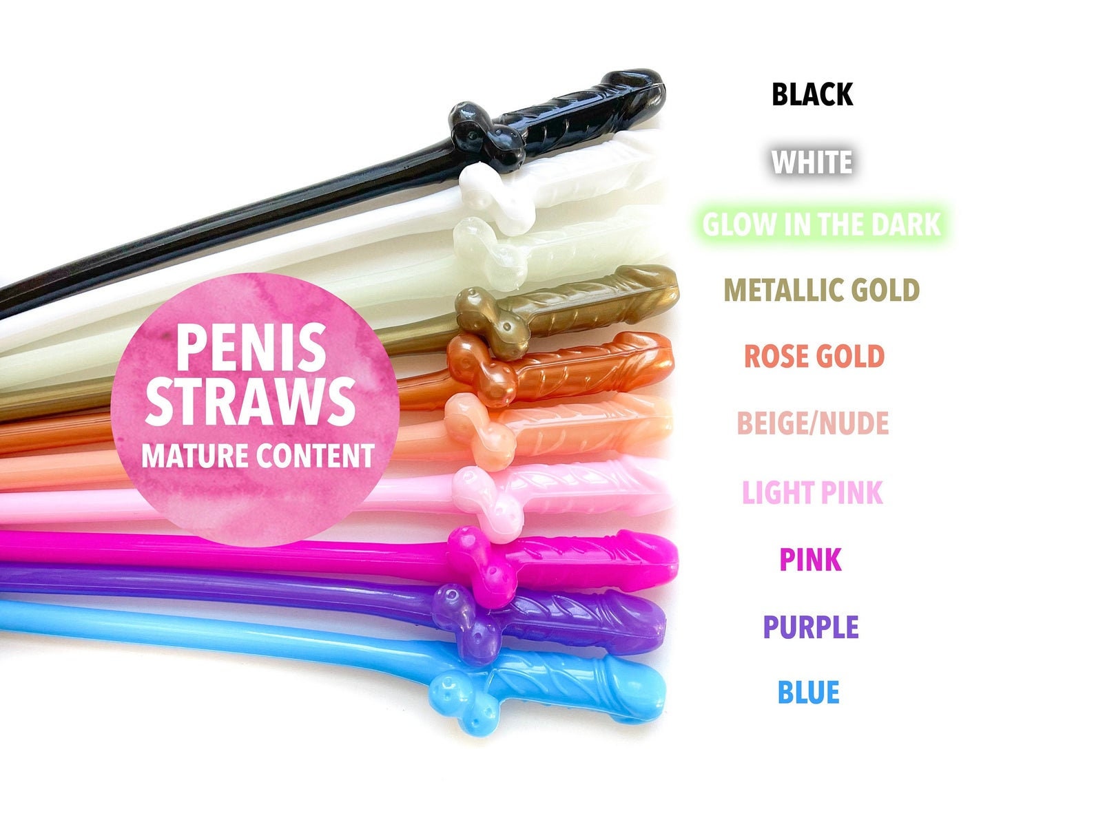 Vintage Brown Penis Straws Gag Gift