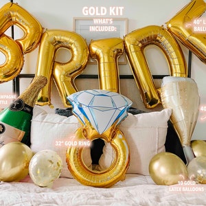 Gold XL BRIDE Bachelorette Party Balloons Jumbo Letters Bach Decoration Bridal Shower Final Fiesta Decor Wedding Bridal Photo Booth Backdrop