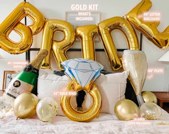 Gold XL BRIDE Bachelorette Party Balloons Jumbo Letters Bach Decoration Bridal Shower Final Fiesta Decor Wedding Bridal Photo Booth Backdrop