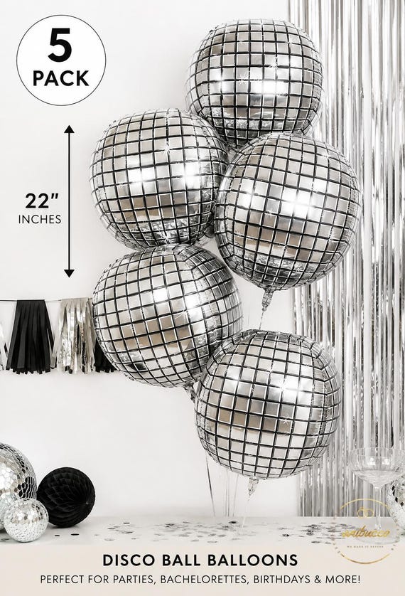 Disco Balloons,Disco Party Decorations,Last Disco Bachelorette Party, Disco Ball Decor, Disco Theme Party, Decades Birthday Party,Pack of 5
