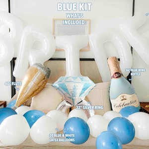 White BRIDE Balloon, Bride Balloons, Bachelorette Balloons, Bachelorette Party Decorations, Bride To Be Balloon, Bachelorette Decorations XL Bride+Blue Kit