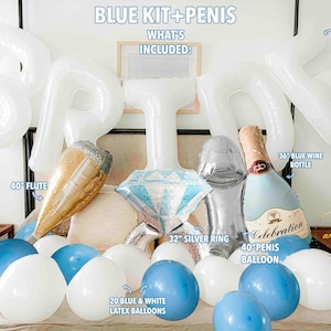 White BRIDE Balloon, Bride Balloons, Bachelorette Balloons, Bachelorette Party Decorations, Bride To Be Balloon, Bachelorette Decorations XLBrde+BlueKit+Penis