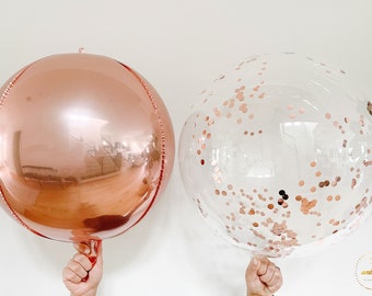 Ballon Bobo confettis or rose 24 pouces : décoration de fête globe transparent