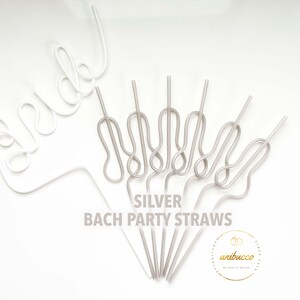Pastel Pink Swirly Coquette Bachelorette Party Favors, Disco Bride Straw, In My Bride Era Bachelorette Party, Bikini Bachelorette Straws Set Silver