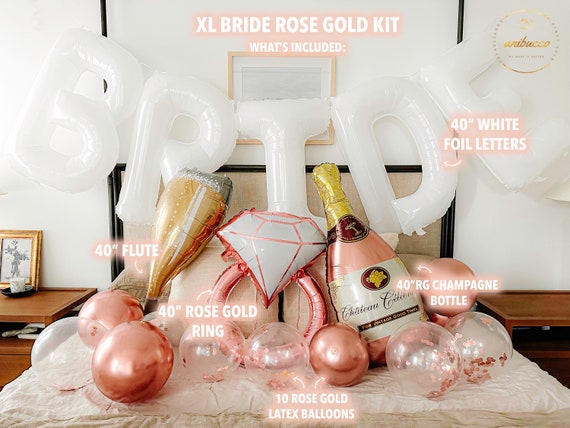 Bridal Shower Decorations,Bride to Be Sign for Batcholette Party Supplies,Bride Wood Sign Photo Booth Props and Rose Gold Balloons for Wedding Party