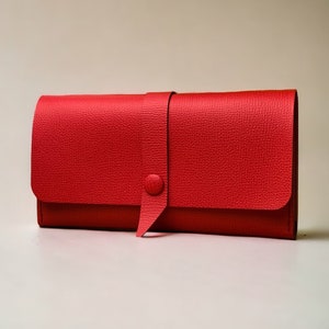 Carteira de couro vermelha feminina Carteira personalizada para ela Presente de aniversário personalizado para tia Presente de aniversário de 30 anos para irmã Presente de dia das mães