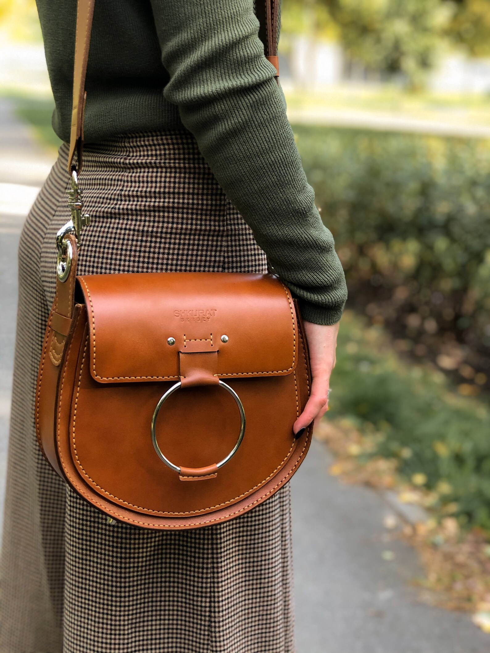 Tan leather crossbody bag Crossbody saddle bag Etsy