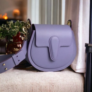 Lavender saddle bag Leather cross body bags for women